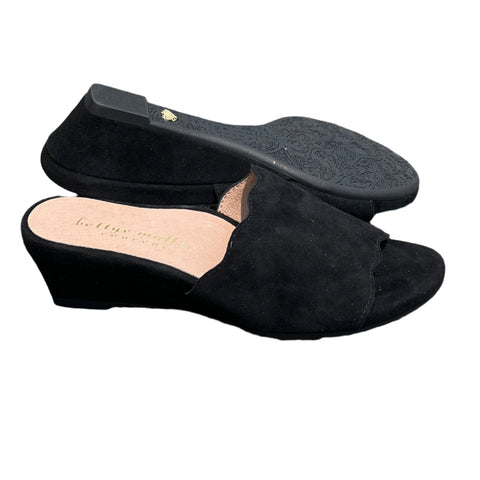 Women’s Bettye MULLER Concept •Seema• Wedge Slide Sandal 6M. Black Suede Leather