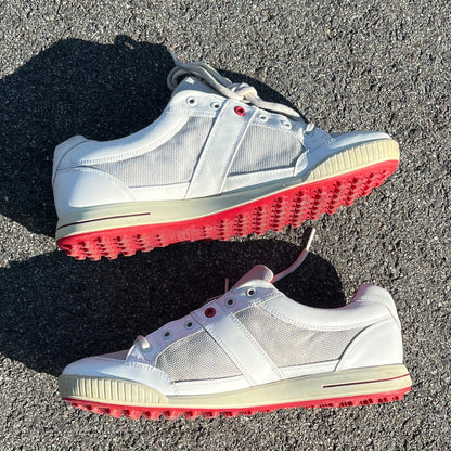 Men’s Ecco Street Cleat-less Golf Shoe 46EU • White/Red • Leather