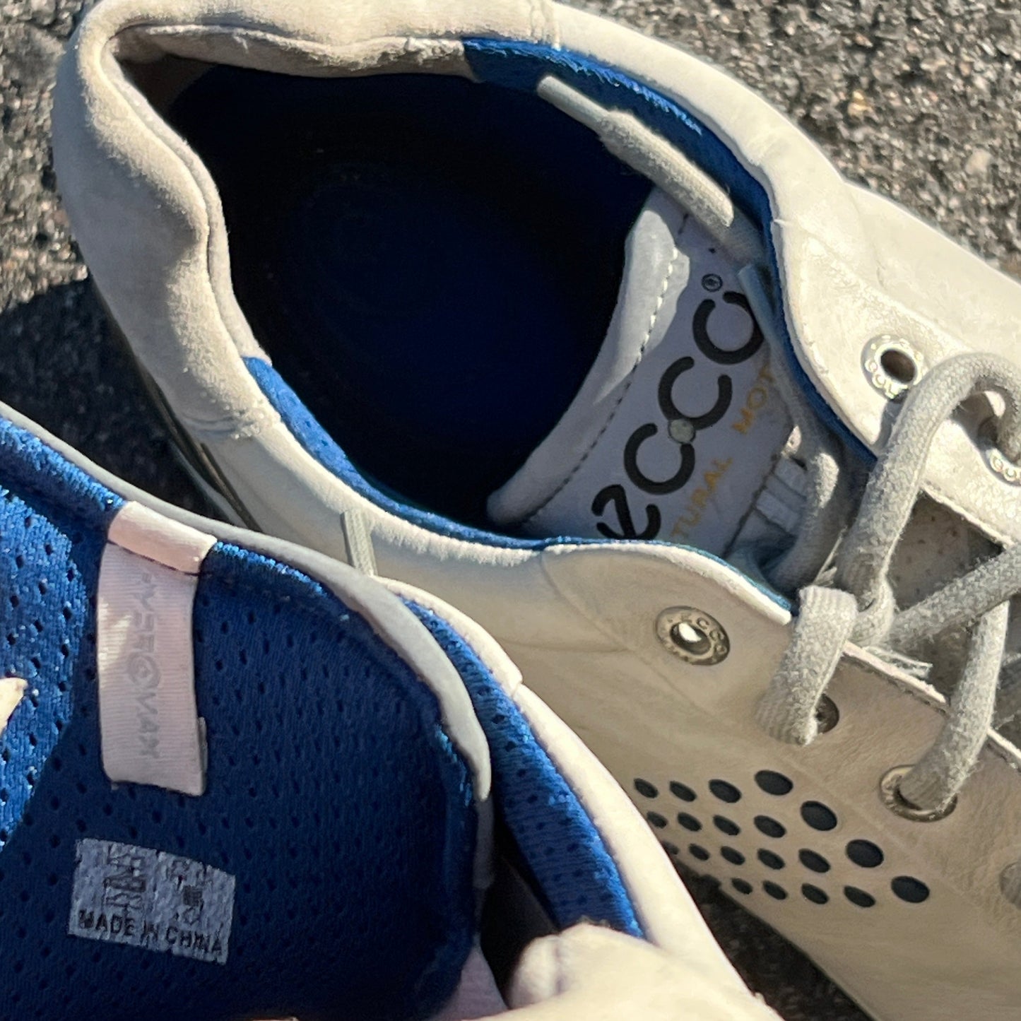 Men’s Ecco  Biom Spikeless Golf Shoes 44EU -Grey/Blue- Hydromax Yak Leather