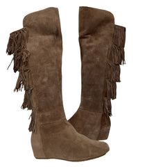 ISOLA Women's Tavora Tall Fringe Boot 8M Havana Brown Suede Leather