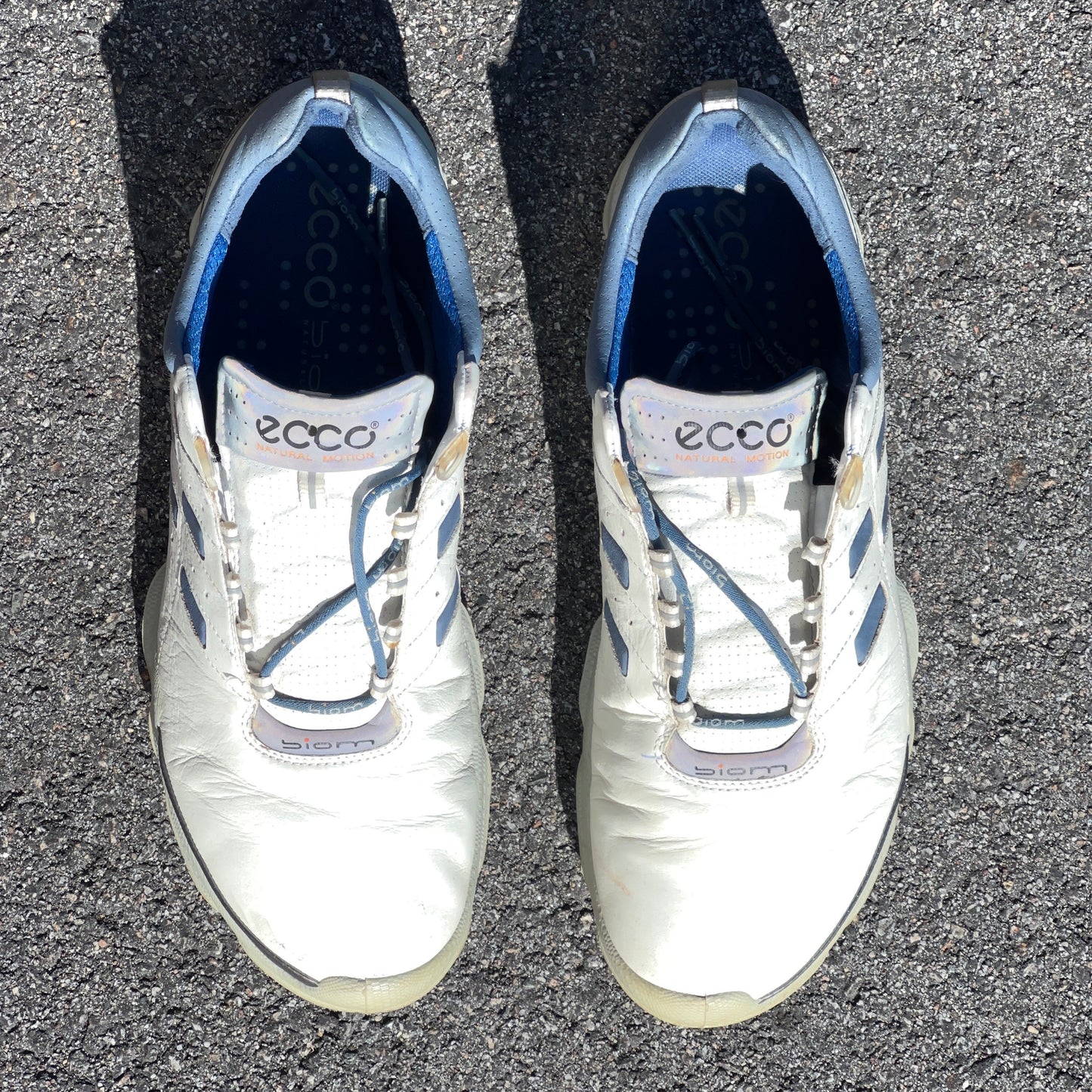 Men’s Ecco Biom Cleated Golf Shoe  46EU •White/Blue• Hydromax Yak Leather