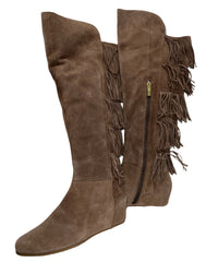 ISOLA Women's Tavora Tall Fringe Boot 8M Havana Brown Suede Leather