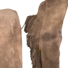 ISOLA Women's Tavora Tall Fringe Boot 8M Havana Brown Suede Leather