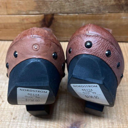 UNITED NUDE Women's Abstract Rustic Wood Platform High Heel 39 Brown Leather