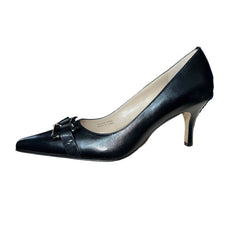 ELLEN TRACY Women's •Wellesley• High-Heel Black Leather Pointed-toe Pump 6.5M