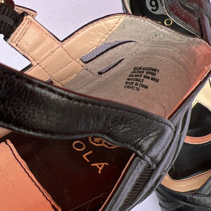 Isola Women's •Braewyn• Peep-toe Ankle Strap Sandal 9.5M Mesh/Black Leather