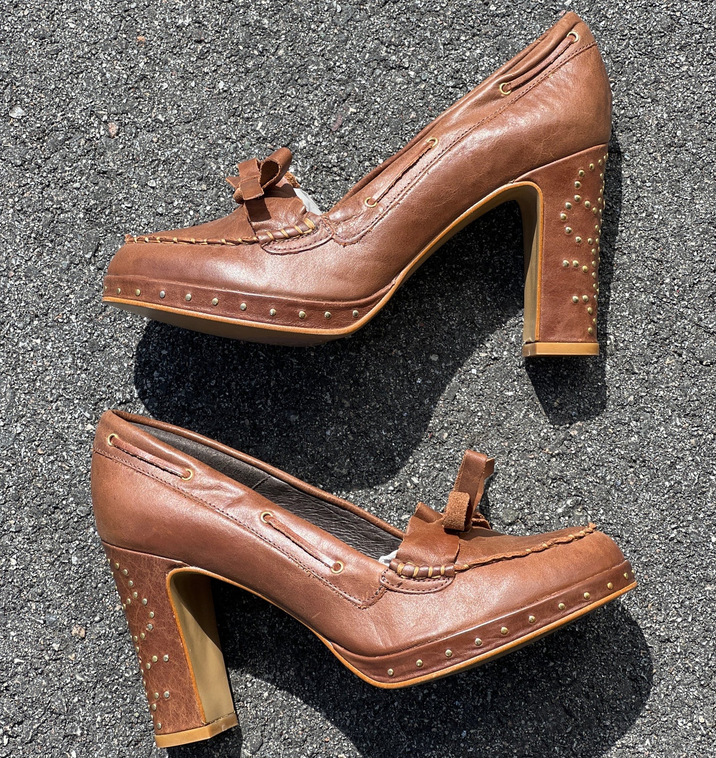 Women’s Steve Madden Moc-toe platform Pump 39EU Brown Leather - Made in Spain