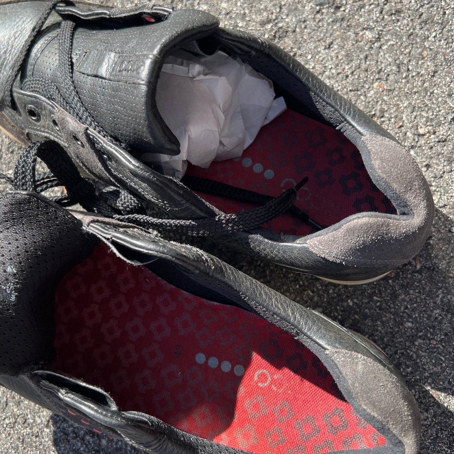 Men’s Ecco Street Premier Cleat-less Golf Shoe 43EU •Black/Red•  Leather