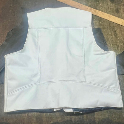 Men’s Bench Made Buffalo Nickel Snap Front Vest Size Large - White Leather - Made in USA