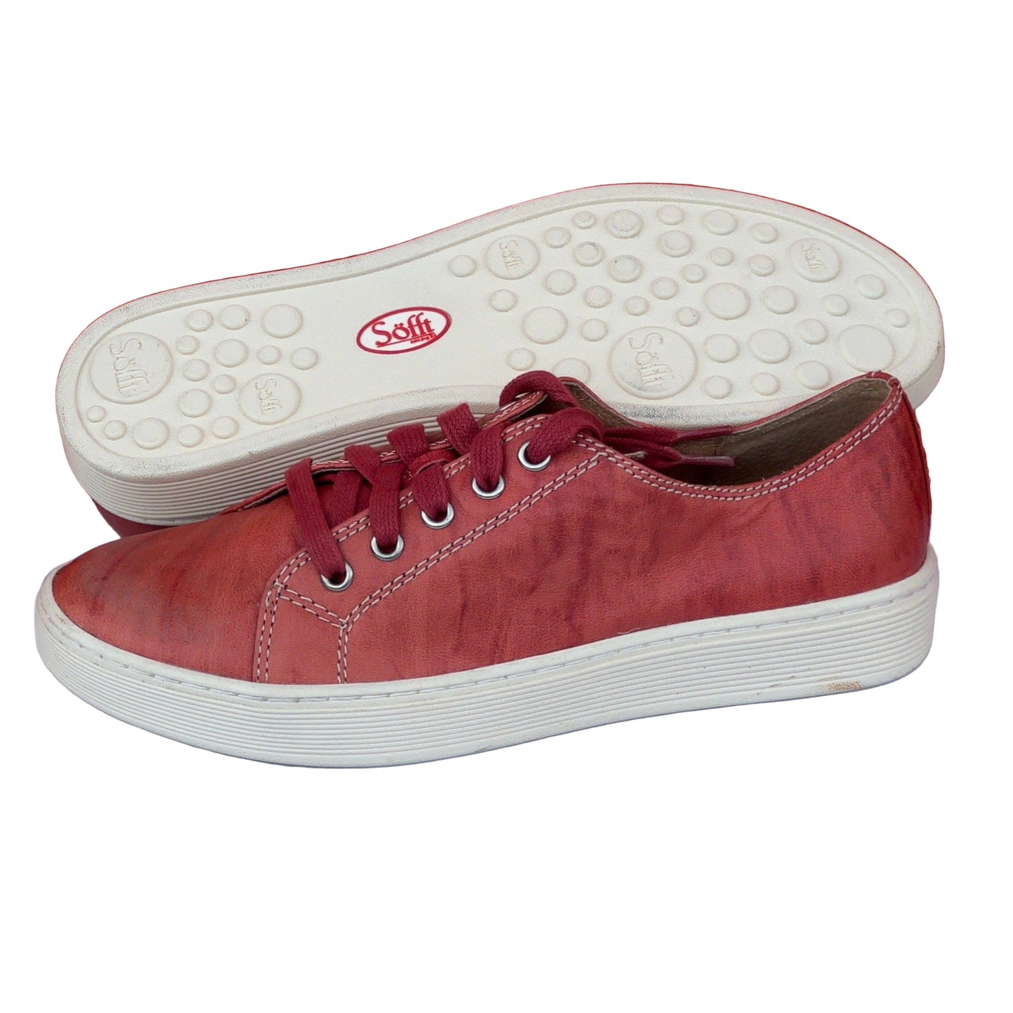 Woman’s Sofft s •Baltazar• Classic Lace-up Sneaker 8.5M Red Distressed Leather