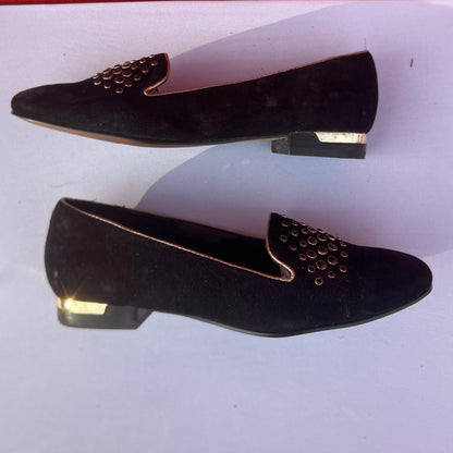 Woman’s Isola  •Donna• Jeweled Smoking Shoe 6M Black Suede Leather