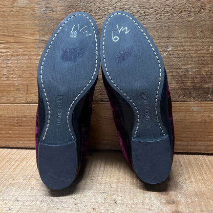 LUXURY REBEL Women's Three Eyelet Velvet Bootie 37 EU/US6.5-7 Dark Berry