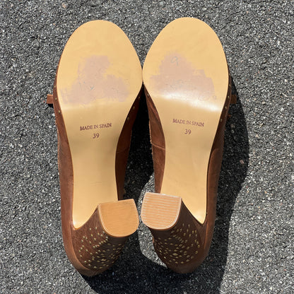 Women’s Steve Madden Moc-toe platform Pump 39EU Brown Leather - Made in Spain