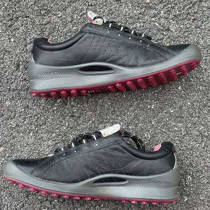Women’s Ecco  Biom Spikeless Golf Shoes 39EU -Black/Pink- Hydromax Yak Leather
