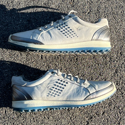 Men’s Ecco  Biom Spikeless Golf Shoes 44EU -Grey/Blue- Hydromax Yak Leather