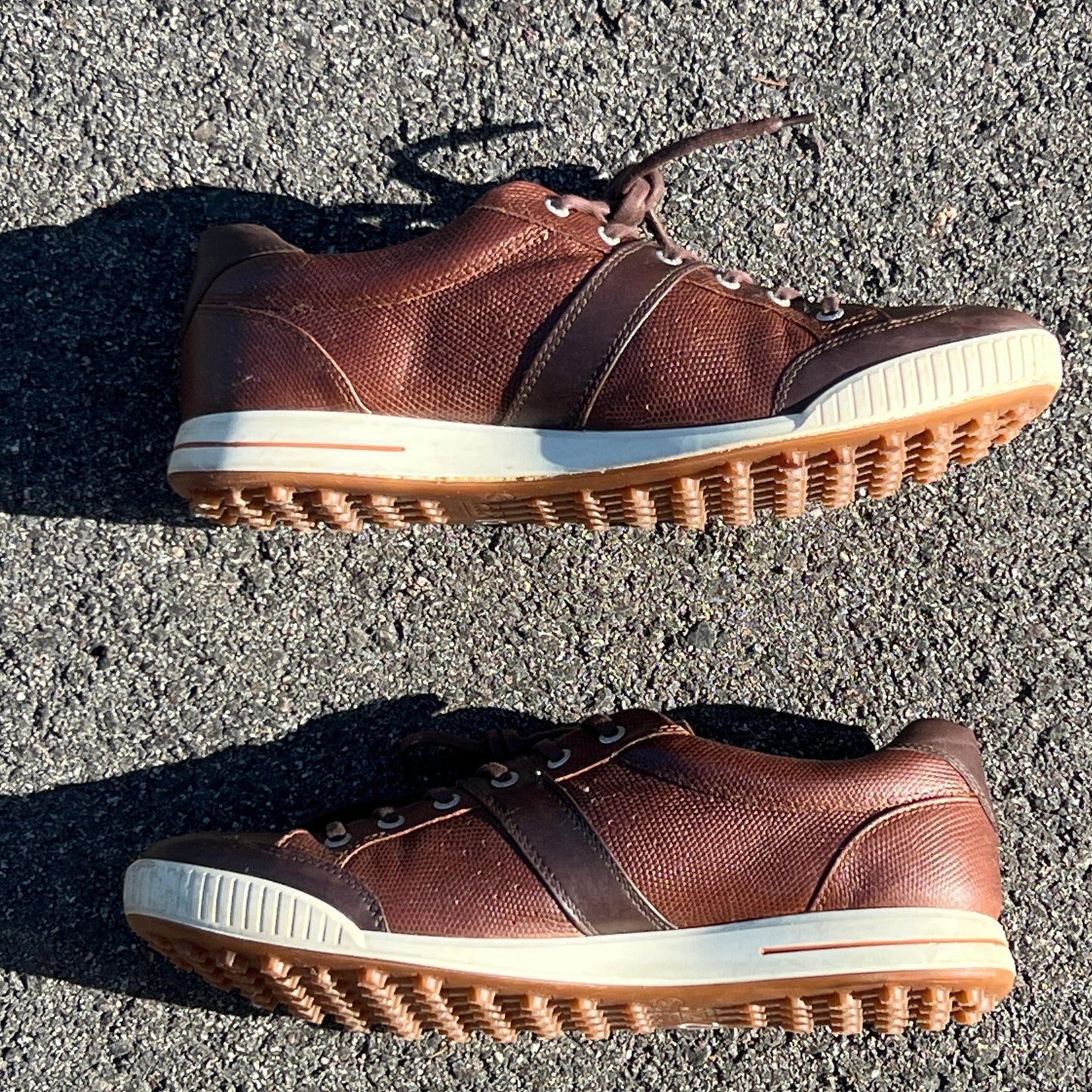 Men’s Ecco Street Premier Cleat-less Golf Shoe 46EU • Brown Reptile Embossed Hydromax  Leather