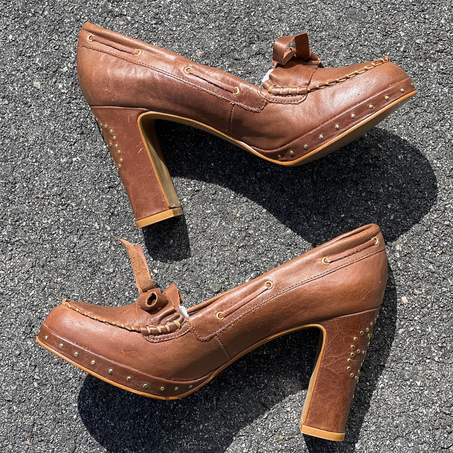 Women’s Steve Madden Moc-toe platform Pump 39EU Brown Leather - Made in Spain