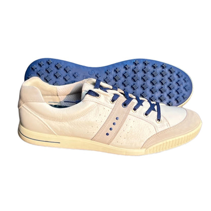 Men’s Ecco Street Premier Cleat-less Golf Shoe 46EU •White/Blue• Leather