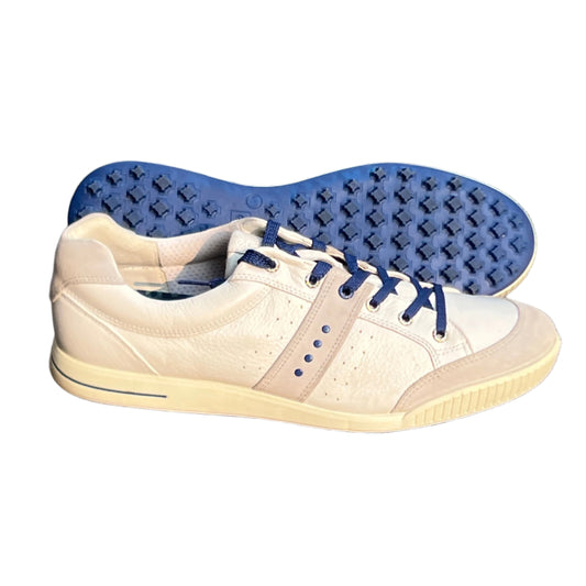 Men’s Ecco Street Premier Cleat-less Golf Shoe 46EU •White/Blue• Leather