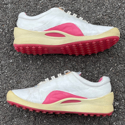 Women’s Ecco  Biom Spikeless Golf Shoes 36EU -White/Pink- Hydromax Yak Leather