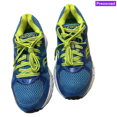 Saucony Womens Grid Cohesion 6 -Blue/Citron- Running Shoe - Size 7M Preowned Athletic