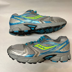 Womens Saucony Cohesion 5 Running Shoe Blue/Gray/Green Size 9 Wide - Preowned Athletic