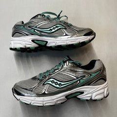 Saucony Womens Grid Cohesion 7 -Silver/Navy/Green- Running Shoe Size 6.5M Preowned Athletic