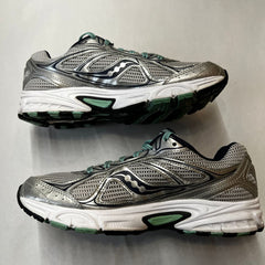 Saucony Womens Grid Cohesion 7 -Silver/Navy/Green- Running Shoe Size 8.5M Preowned Athletic