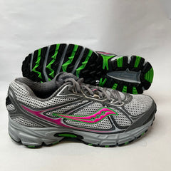 Womens Grid Cohesion Tr7 Trail Running Grey/Green/Fuchsia Size 10M -Preowned Athletic