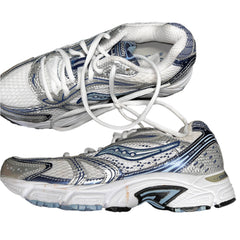 SAUCONY Women's Grid Cohesion 4 - White/Silver/Blue- Running Shoe