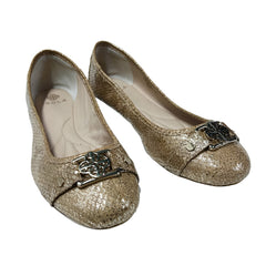 ISOLA Gold Leather Sparkle and Glitter Buckled Ballet Flats 9.5M