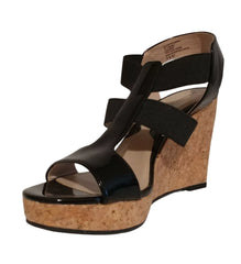 ADRIENNE VITTADINI Women's  •Chari• Cork Wedge Sandal 9.5M Black