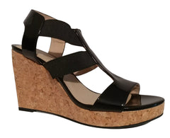 ADRIENNE VITTADINI Women's  •Chari• Cork Wedge Sandal 9.5M Black