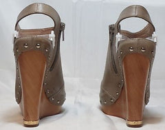 JEAN-MICHEL CAZABAT Women's Wanda Wedge - Taupe - 37M - MSRP $295 - ShooDog.com