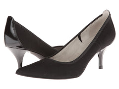 TAHARI Women's "Dottie" •Black Fabric & Patent Leather• Pump - ShooDog.com