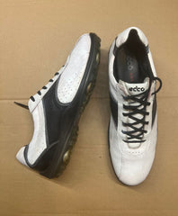 Mens Ecco Hydomax Cleated Golf Shoe White/Black Leather Size 45