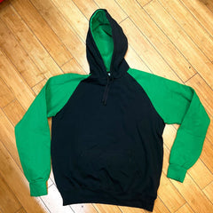 Men's •Nolabel• Raglan Sleeve Classic Hoody Sweatshirt Black/Green x-large