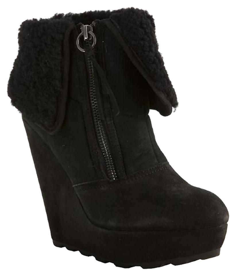 ASH Women's •Folk• Suede Wedge Bootie - Black - ShooDog.com