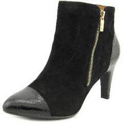 Women's Söfft 'Pavan' Round Toe •Black Suede Snake Skin Embossed• Ankle Boot - ShooDog.com