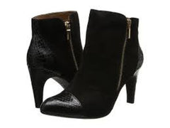 Women's Söfft 'Pavan' Round Toe •Black Suede Snake Skin Embossed• Ankle Boot - ShooDog.com